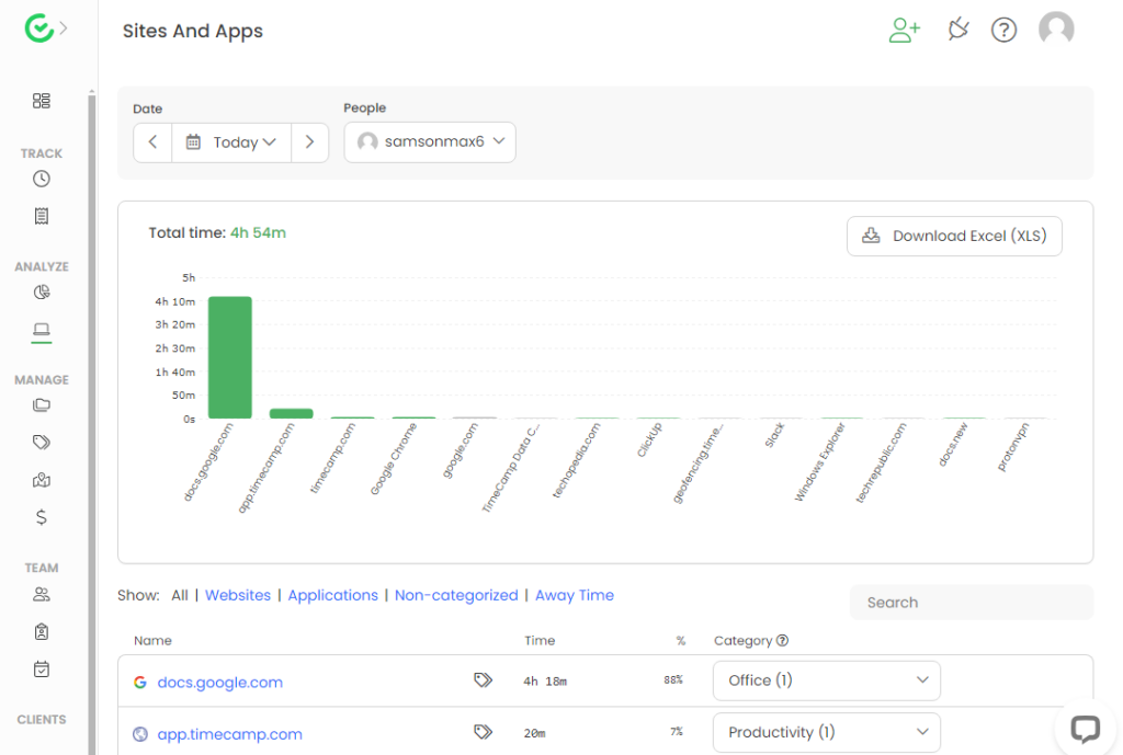 image showing TimeCamp activity monitoring