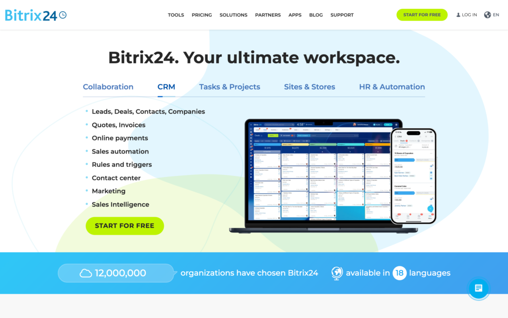 Screenshot of the Bitrix24 webpage