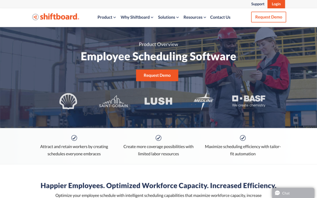 Screenshot of the Shiftboard ScheduleFlex webpage