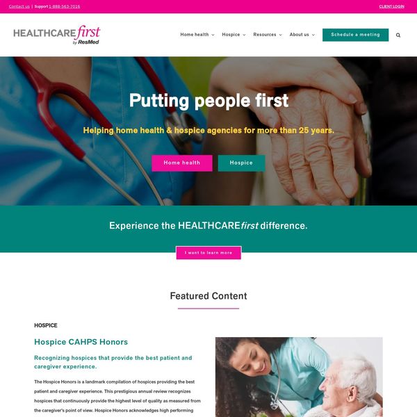 Screenshot of the HEALTHCAREfirst webpage