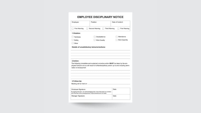 An illustration of an employee write-up form used to write up an employee