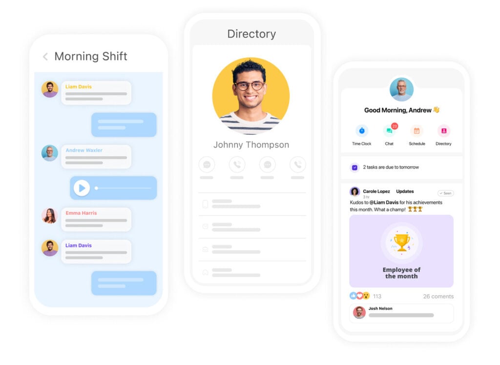 An illustration showing Connecteam's internal communication capabilities