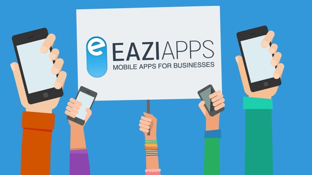 A graphic reading “EaziApps - mobile apps for businesses”