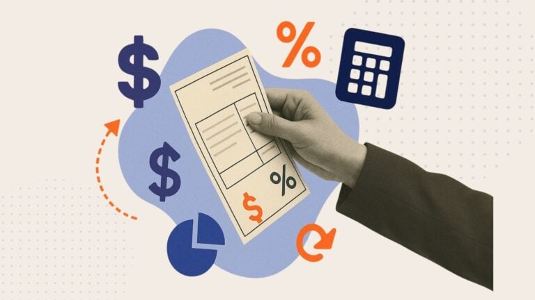 An illustration showing a hand holding a page with a calculation of the real cost of an employee