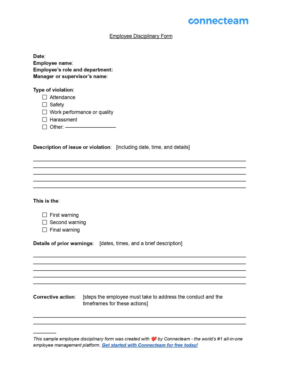 How To Write An Employee Discipline Form Free Template