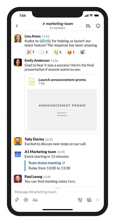 A screenshot of the Slack messaging interface