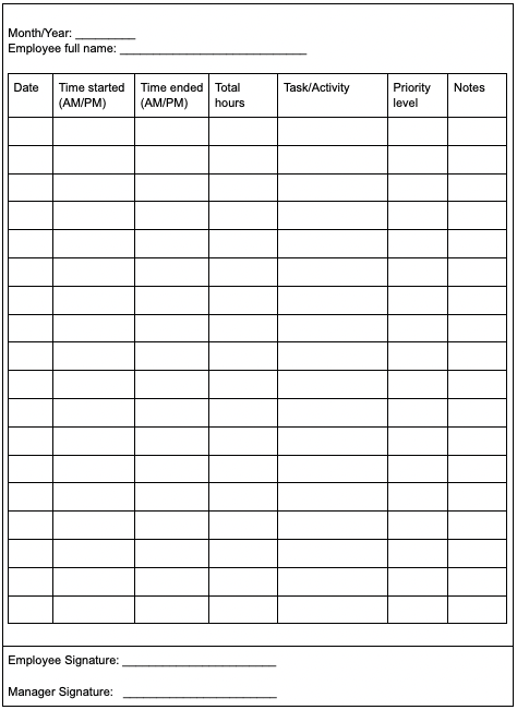 Time Audit Sheet Template