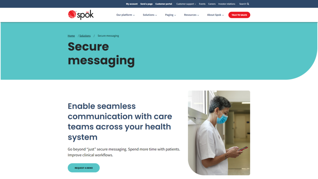 Screenshot of the spok webpage