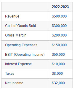 Example of a simple income statement