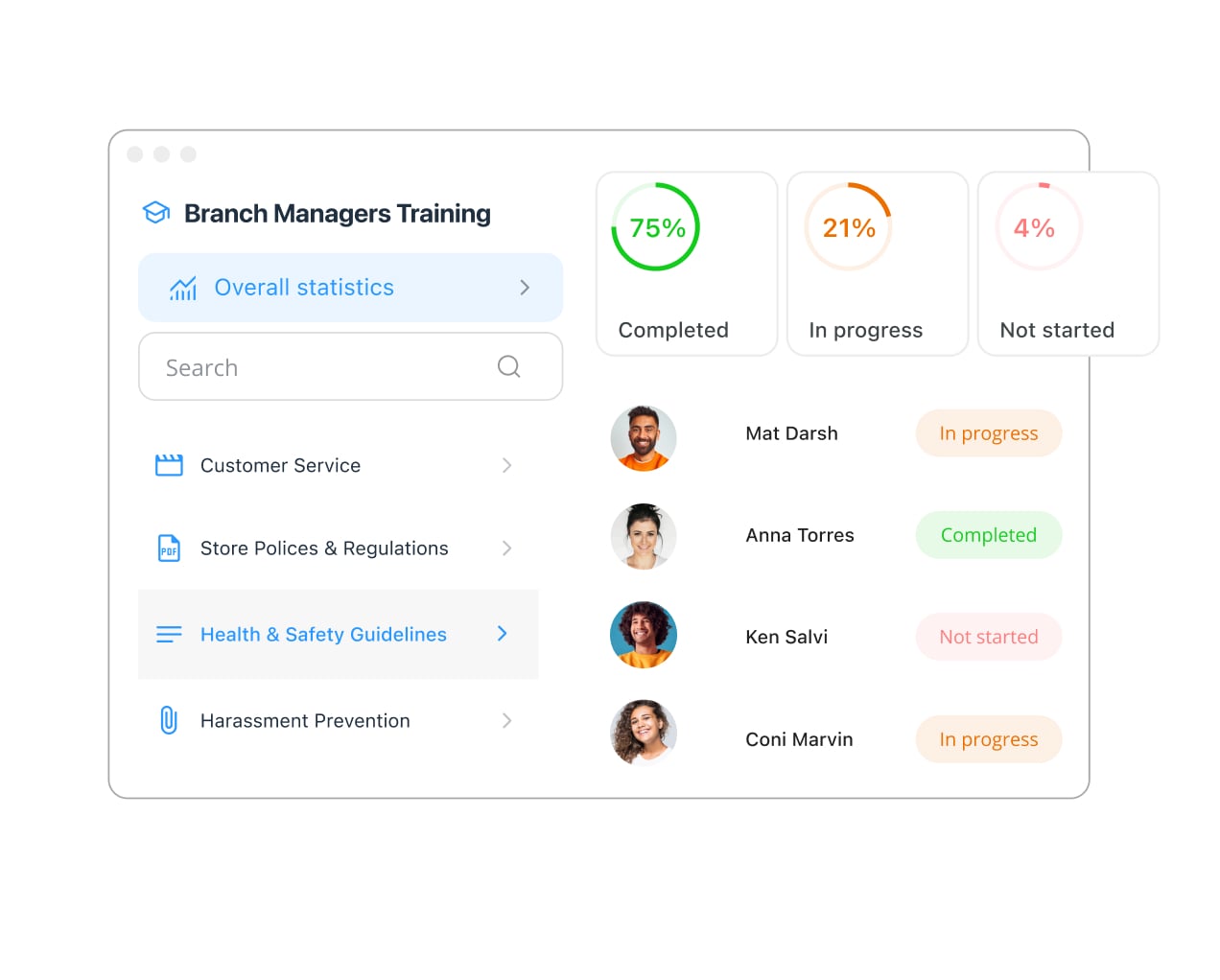 Screenshot of the Connecteam Training feature