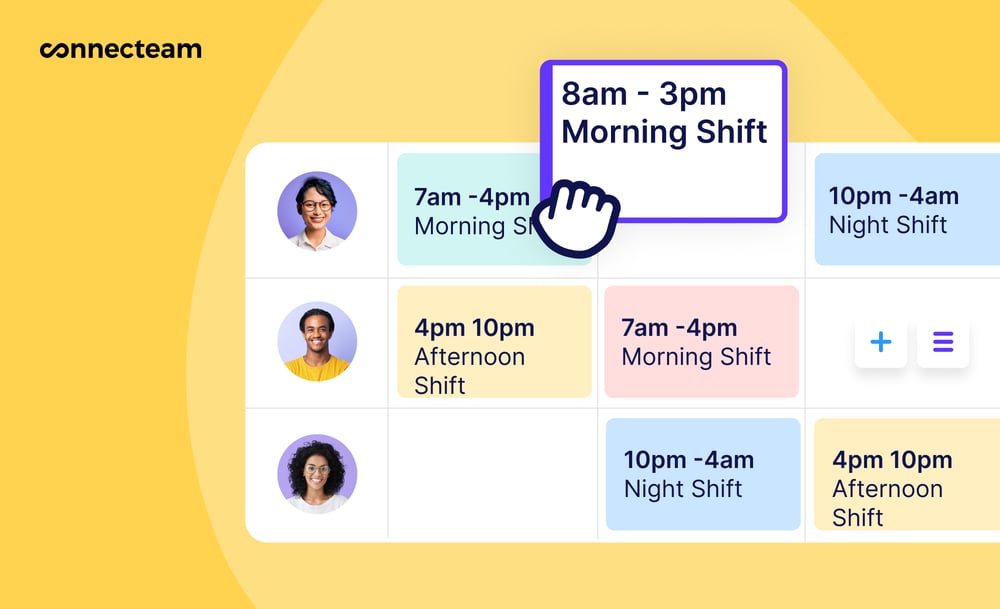 An illustration showing Connecteam’s scheduling interface