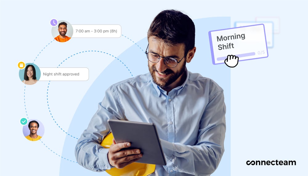 An illustration showing Connecteam’s scheduling from manager view