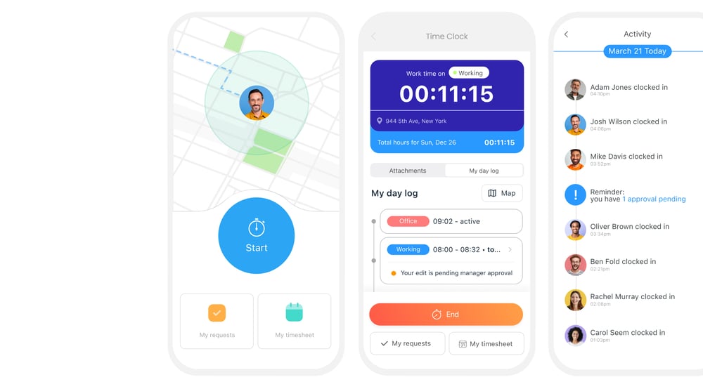 Connecteam's time clock feature overview