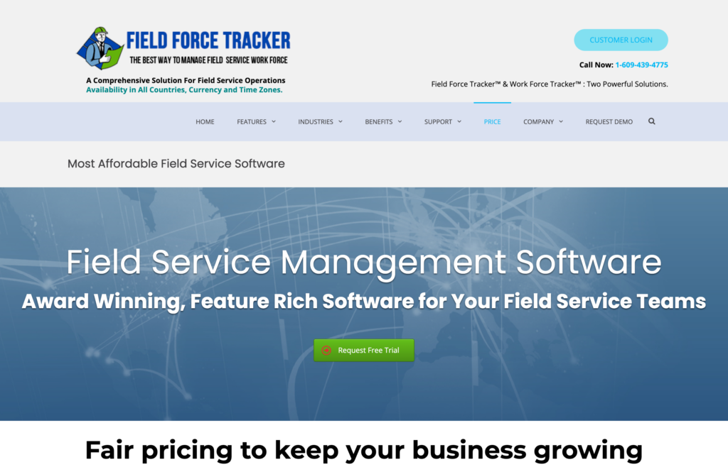 Screenshot of the Field Force Tracker webpage
