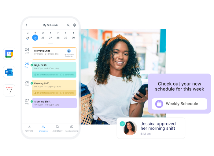 User looking at schedule