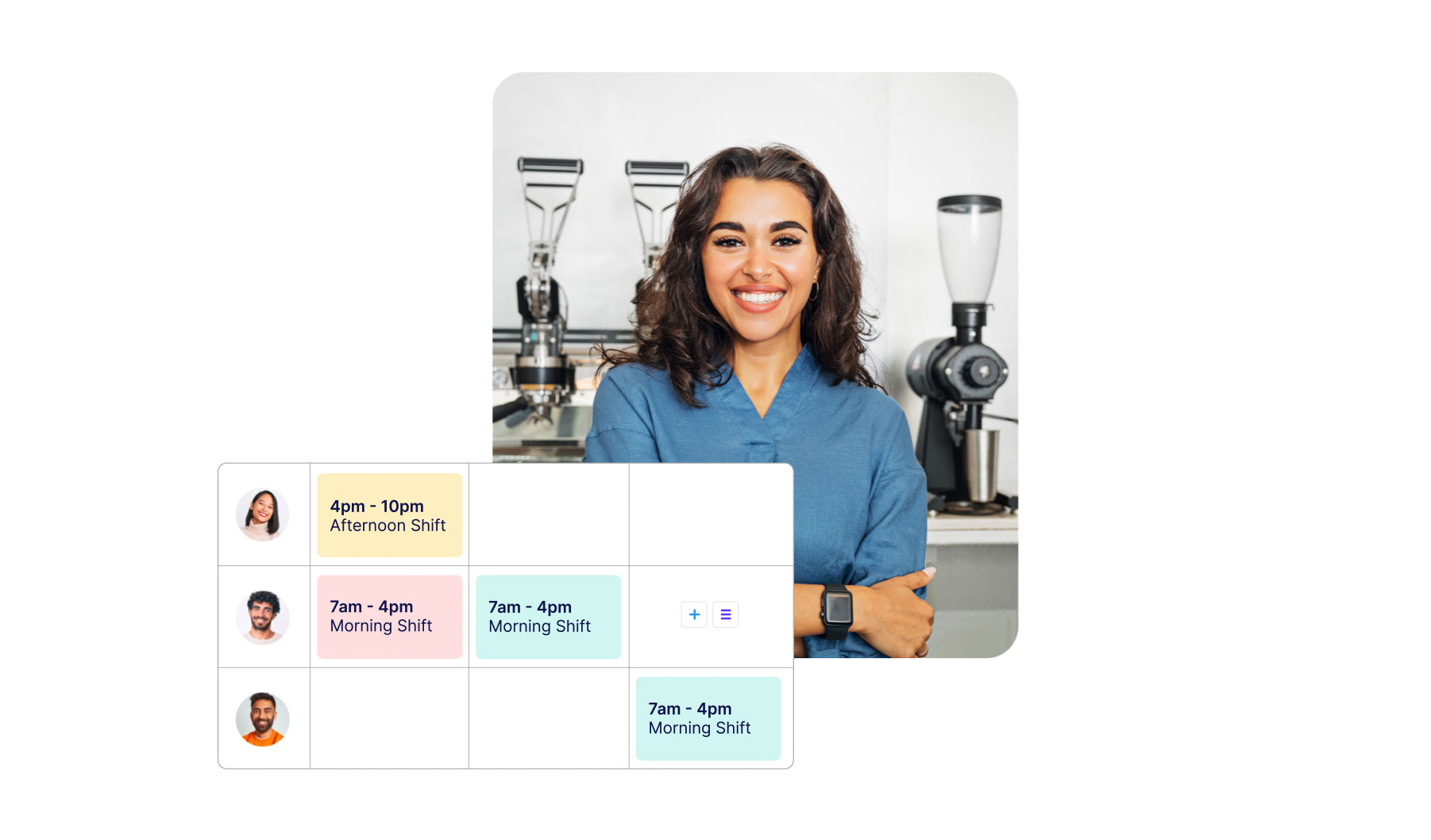 A graphic showing the employee scheduling feature