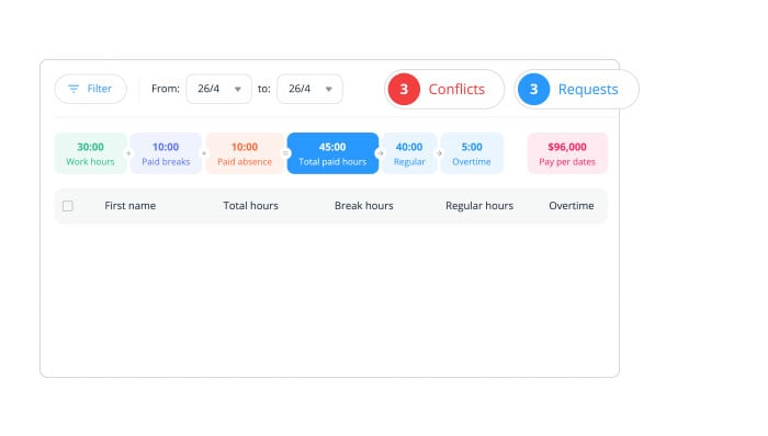 Connecteam time clock interface