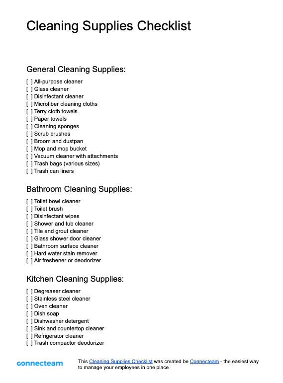 Cleaning Business Supplies Checklist for New Cleaners