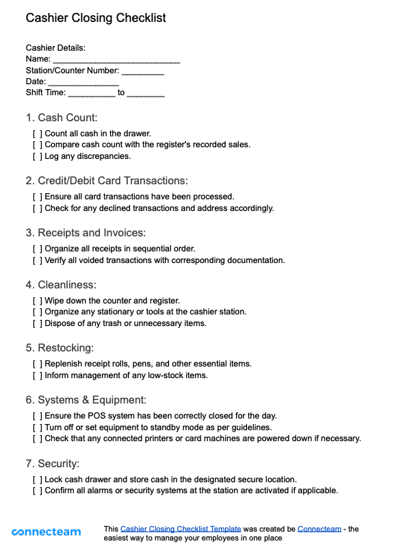 FAQ - How do I close a cashier?