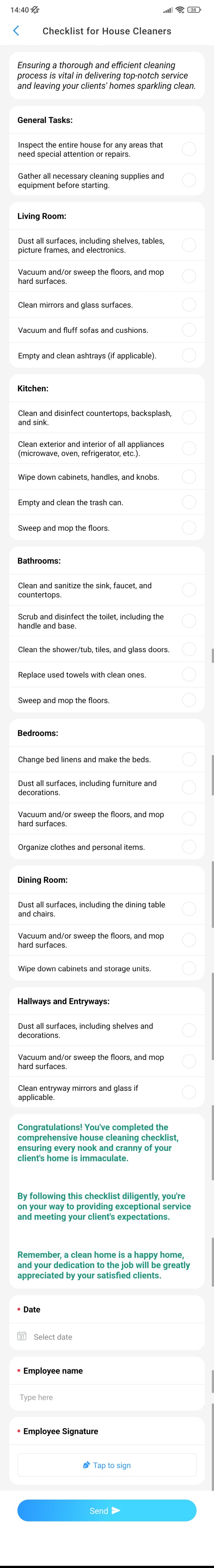 Checklist for House Cleaners screenshot