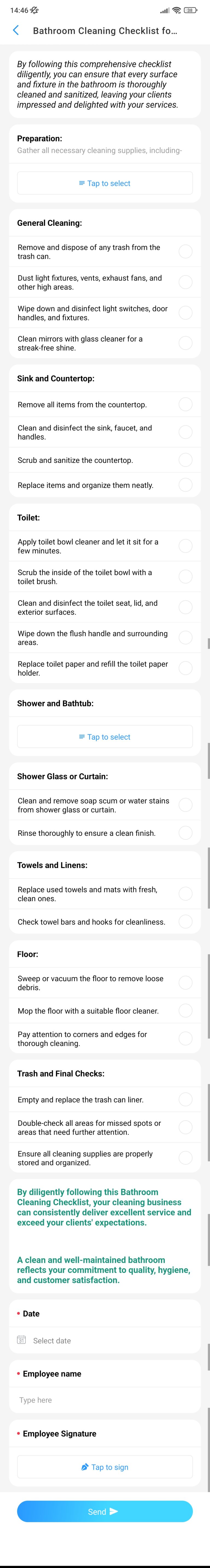 Bathroom Cleaning Checklist for Cleaning Businesses screenshot