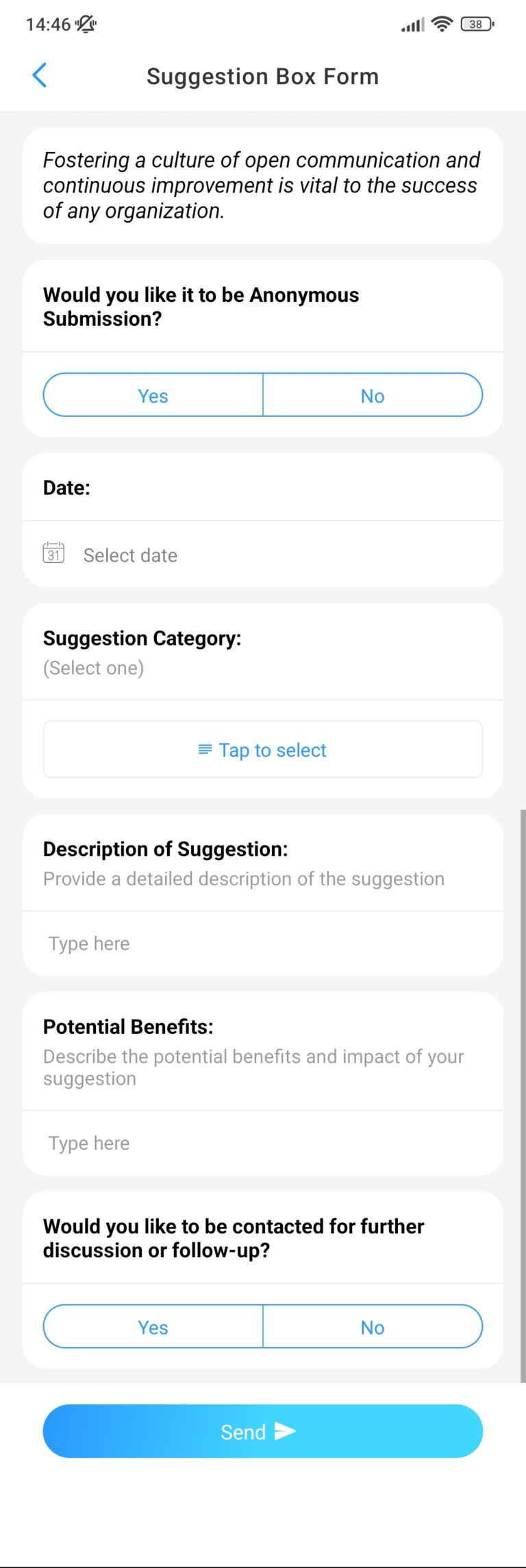 Suggestion Box Form screenshot