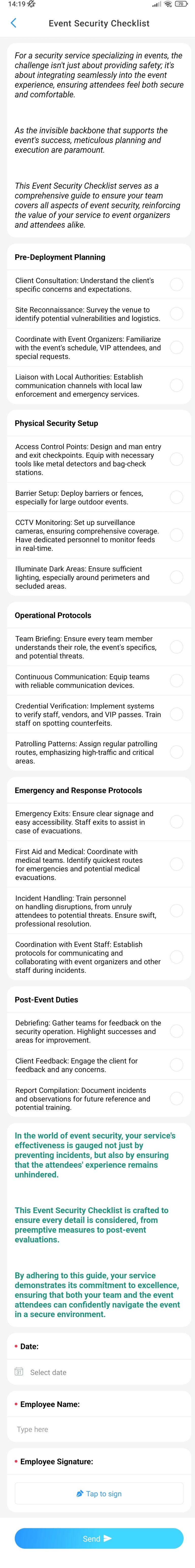 Event Security Checklist Template