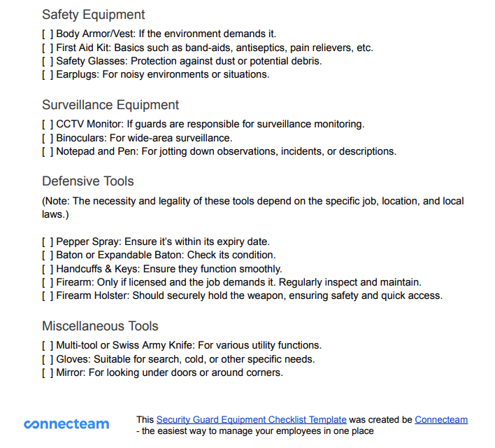 Security Guard Equipment Checklist + Best Security Guard App