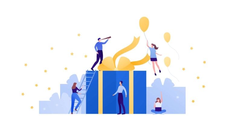 An illustration of an employee anniversary recognition