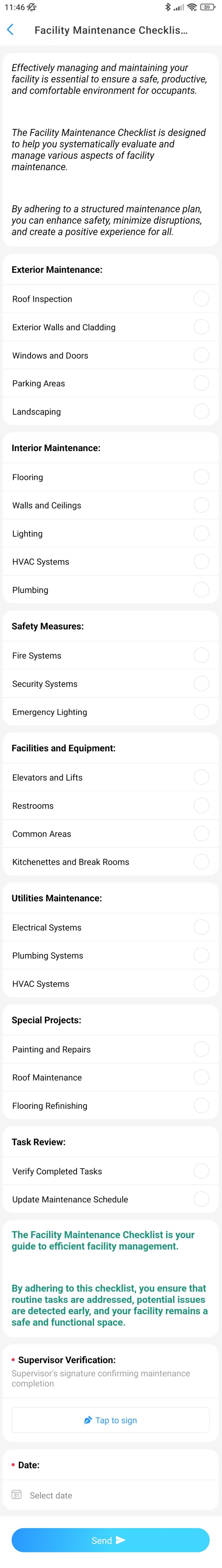 Facility Maintenance Checklist Template