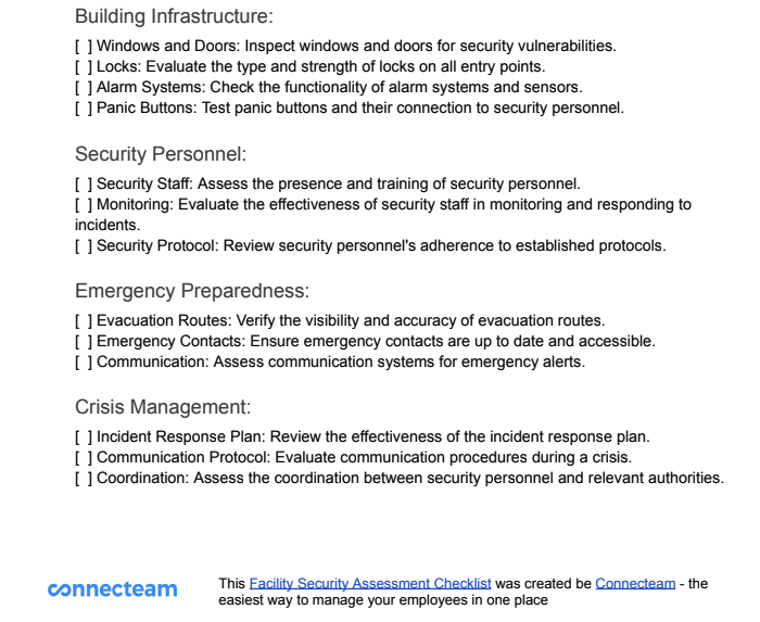 Facility Security Assessment Checklist Best Security Comp App 2224