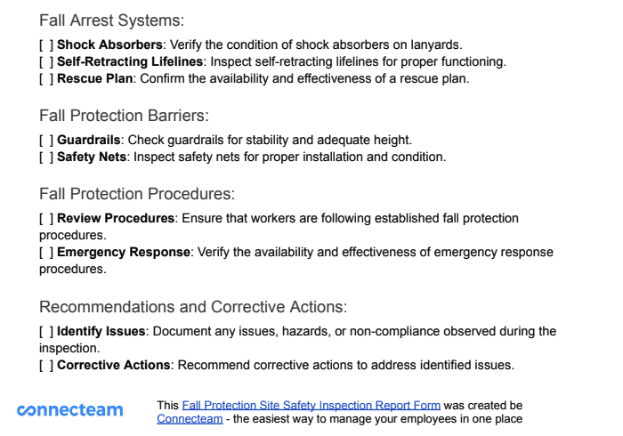 Fall Protection Inspection Report Template Free Pdf Download 0360