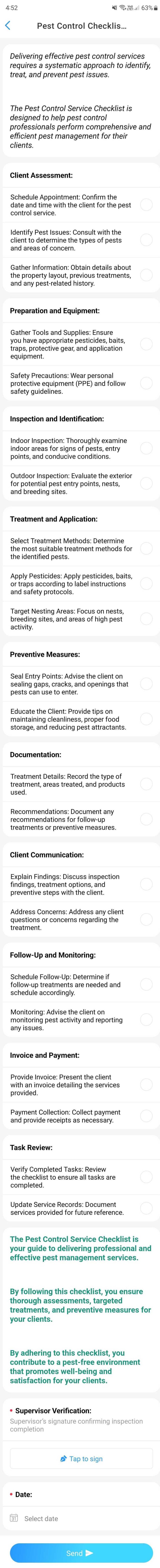 Pest Control Checklist Template
