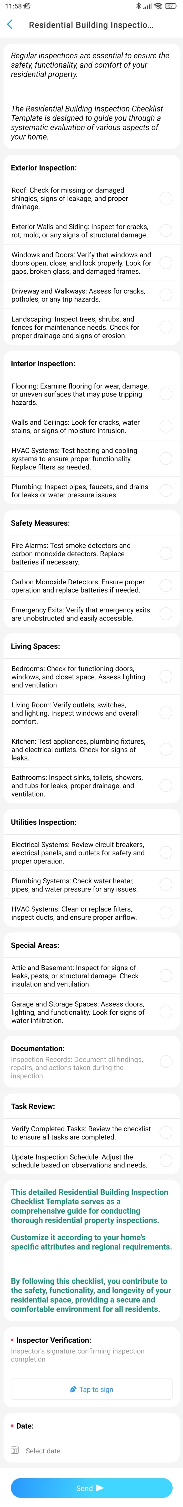 Residential Building Inspection Checklist Template