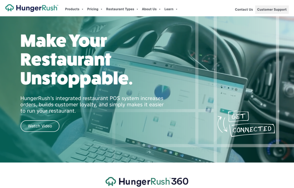Screenshot of the HungerRush webpage