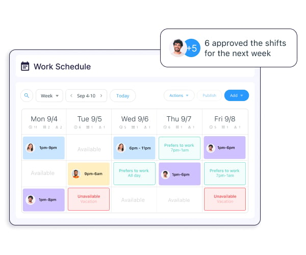 An illustration showing Connecteam’s Scheduling interface