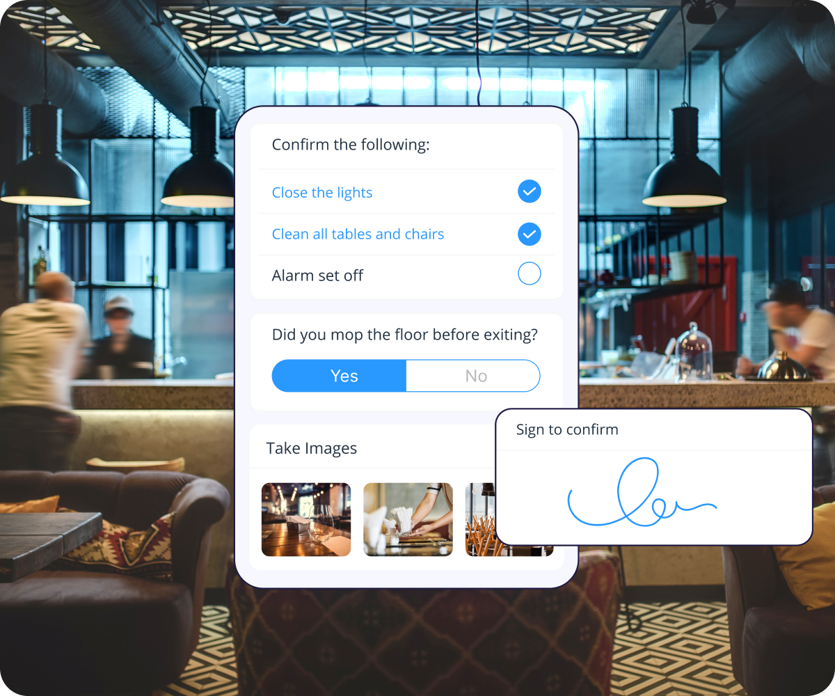An illustration showing Connecteam’s forms interface