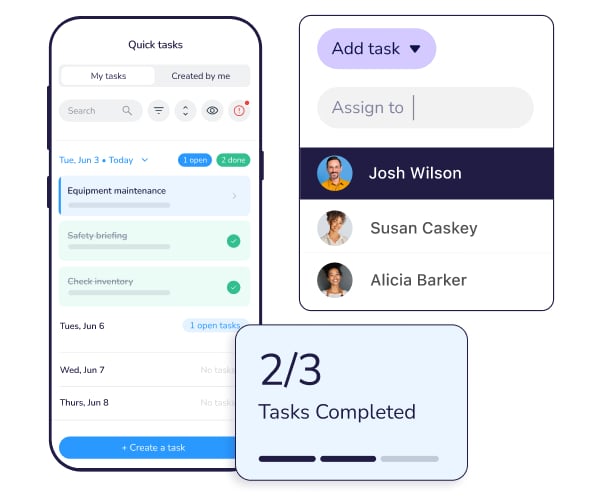 An illustration showing Connecteam’s tasks interface