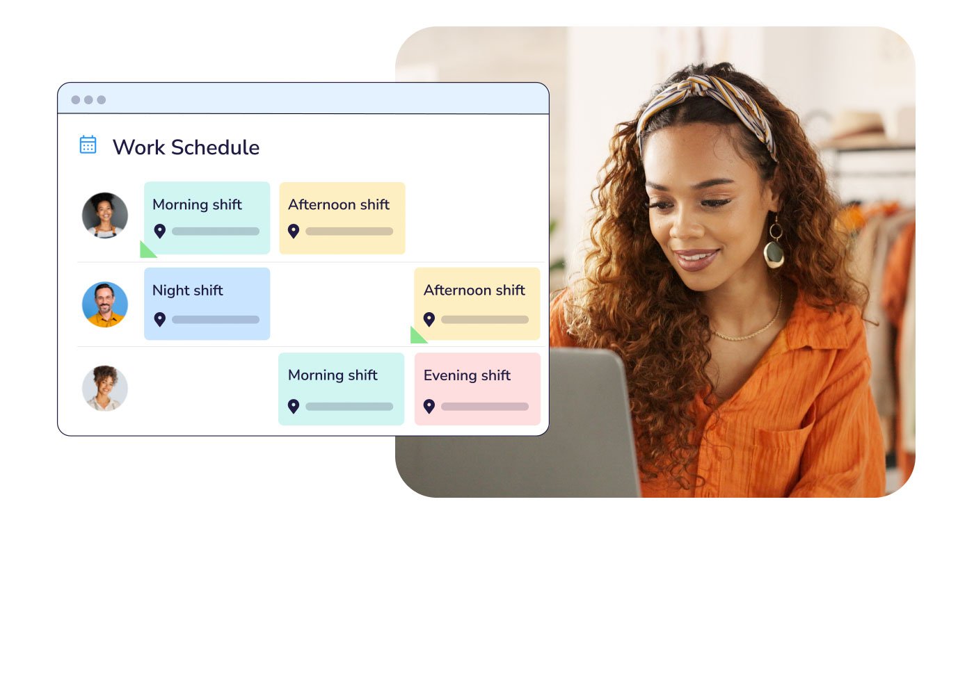 An illustration showing Connecteam’s scheduling interface