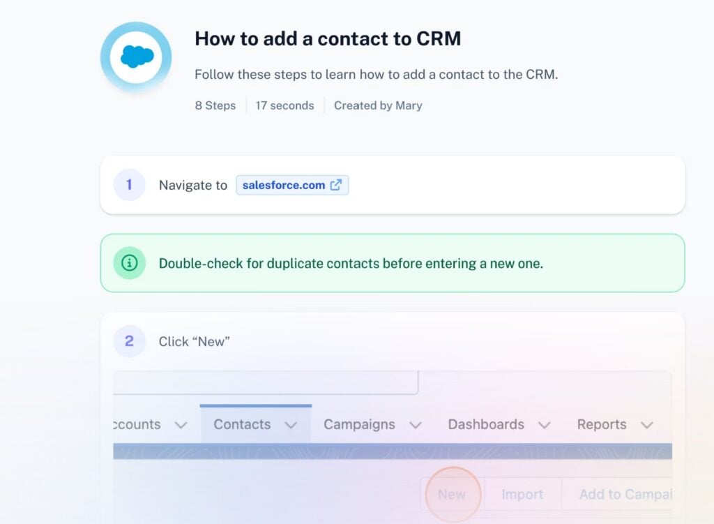 A step-by-step guide to how to add a contact to a CRM in Scribe.