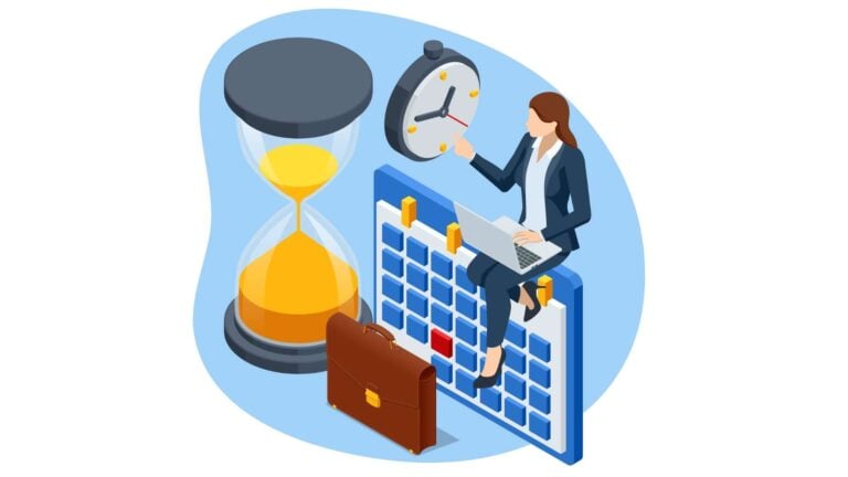 An illustration of an employee calculating overtime pay