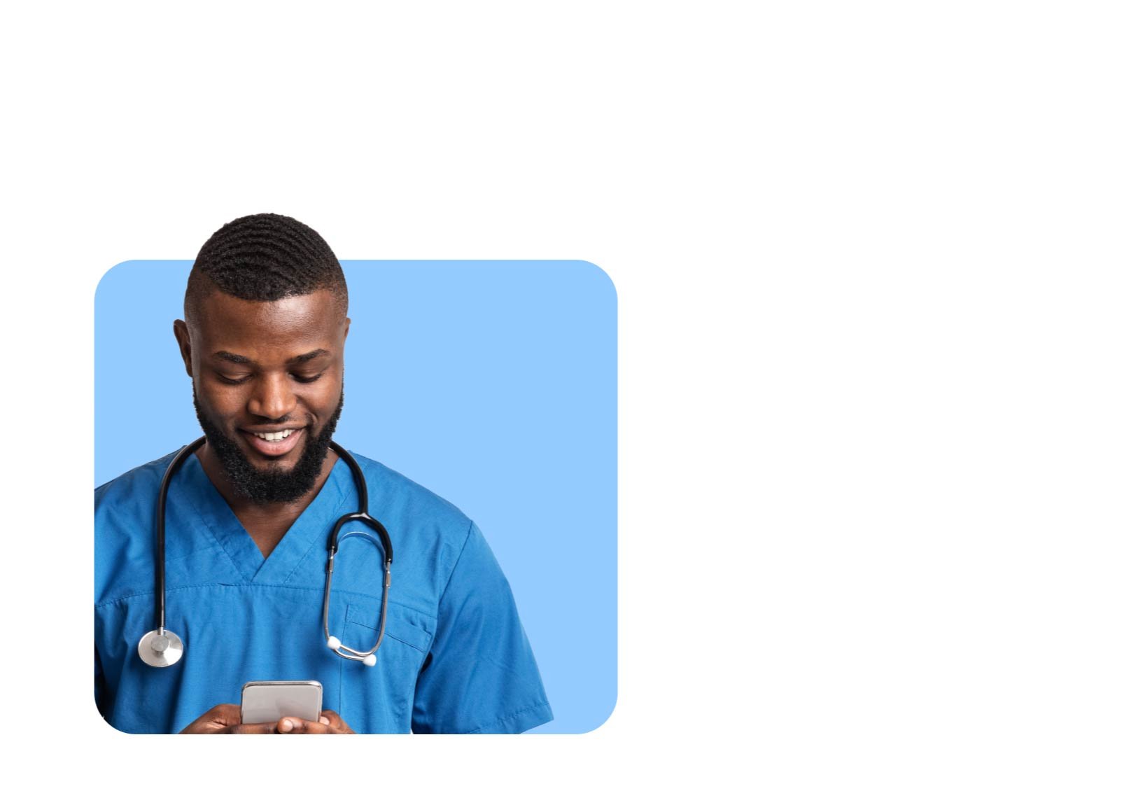 a healthcare worker on his phone