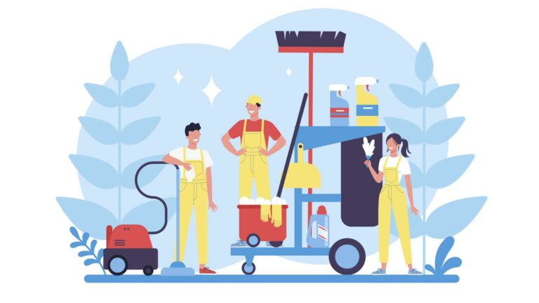 An illustration showing concepts of a cleaning business