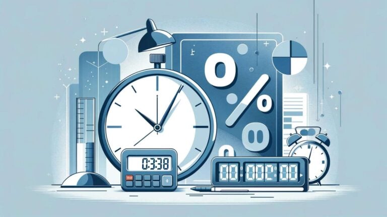 An illustration of a clock and a calculator to symbolize a Minute to Decimal to Hours Converter