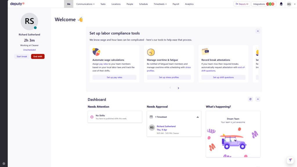 Deputy&rsquo;s manager dashboard displaying things that need attention or approvals. 