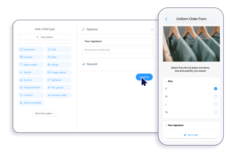 Connecteam's forms and checklists interface desktop and mobile