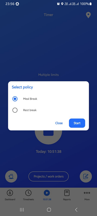Screenshot showing Hubstaff break tracking