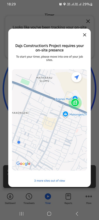 Screenshot showing Hubstaff location warning.