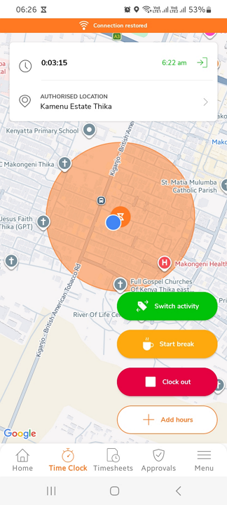 Screenshot showing time tracking options. 