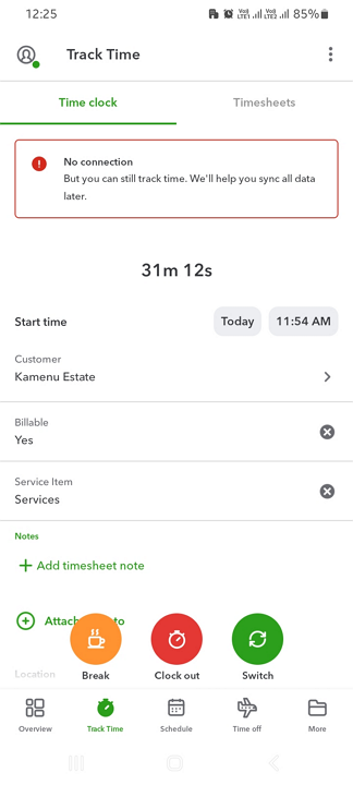 Screenshot showing the employee version of QuickBooks Workforce